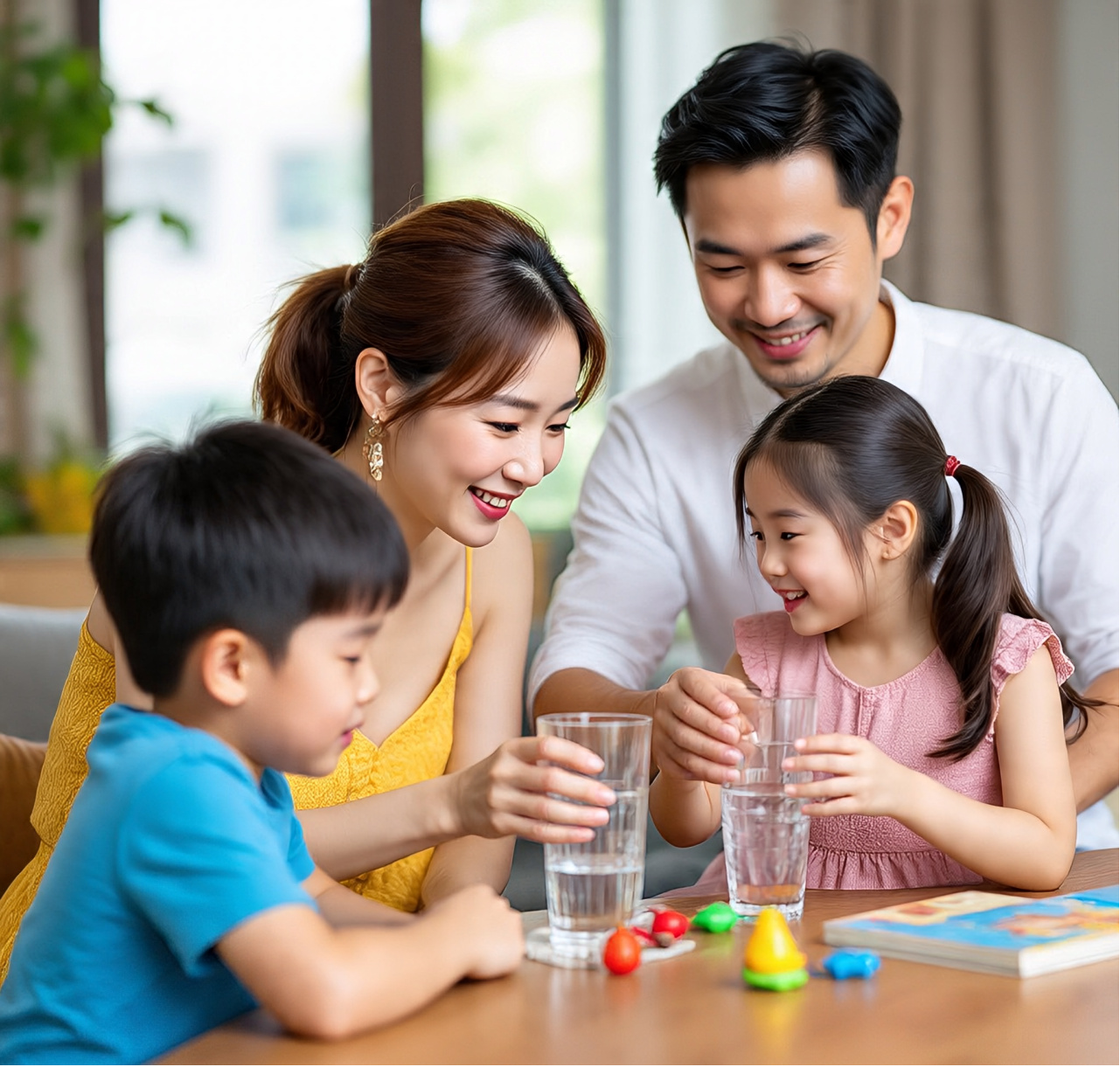 Happy family drinking pure RO water solutions in Sarjapura